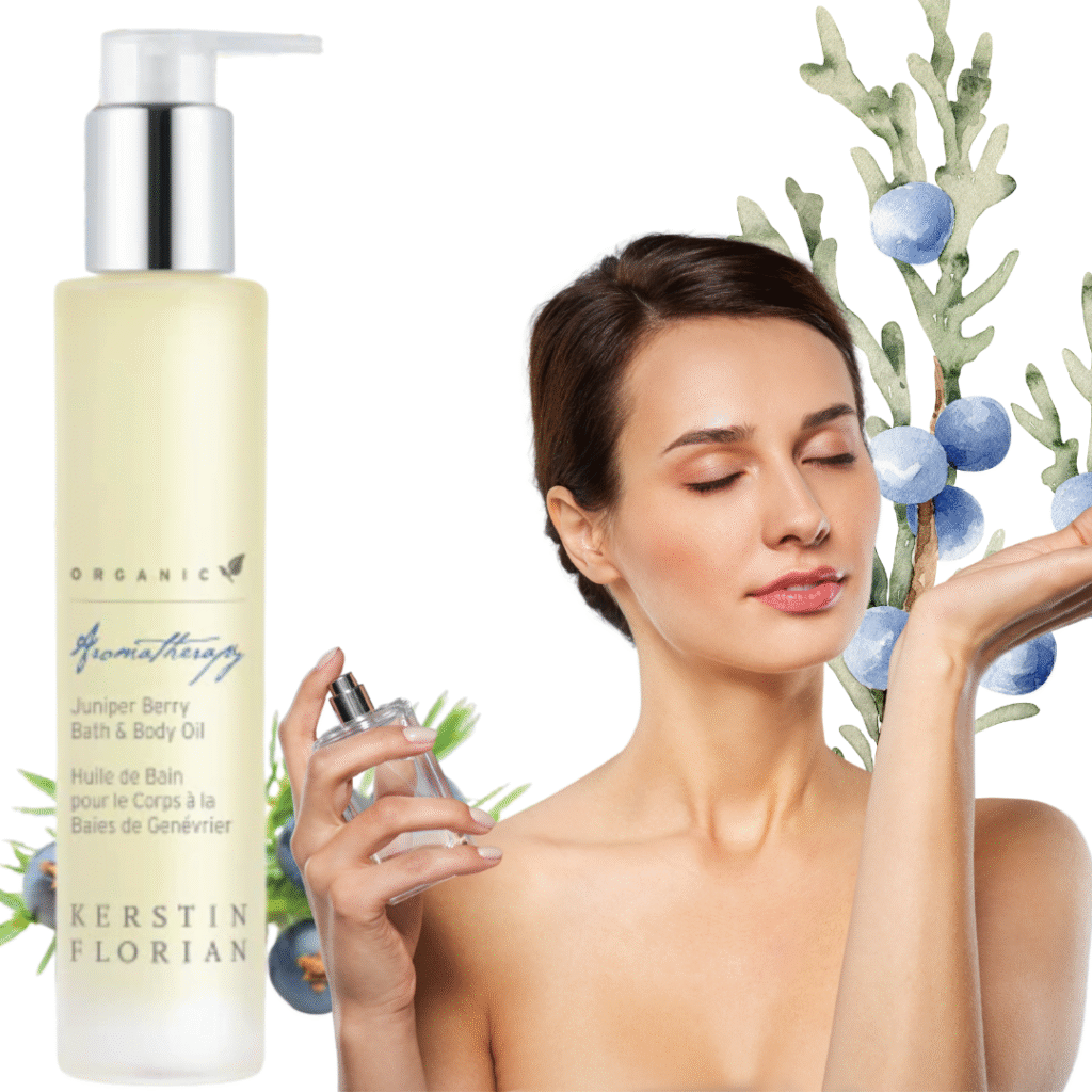 woman smelling oil feeling great